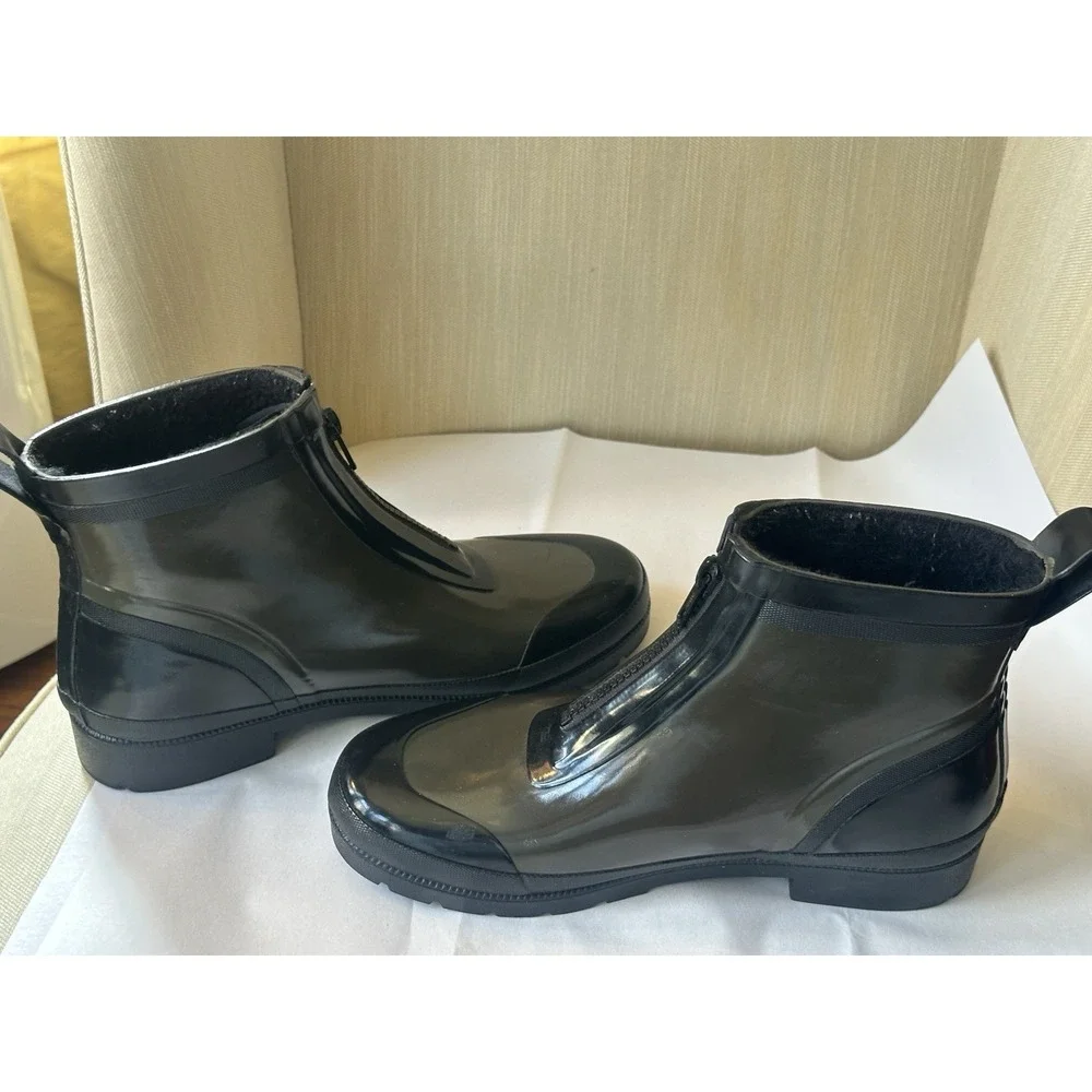 Tretorn size 7.5 Lina Zip Front Womens Olive Black Waterproof Rain Ankle Boots